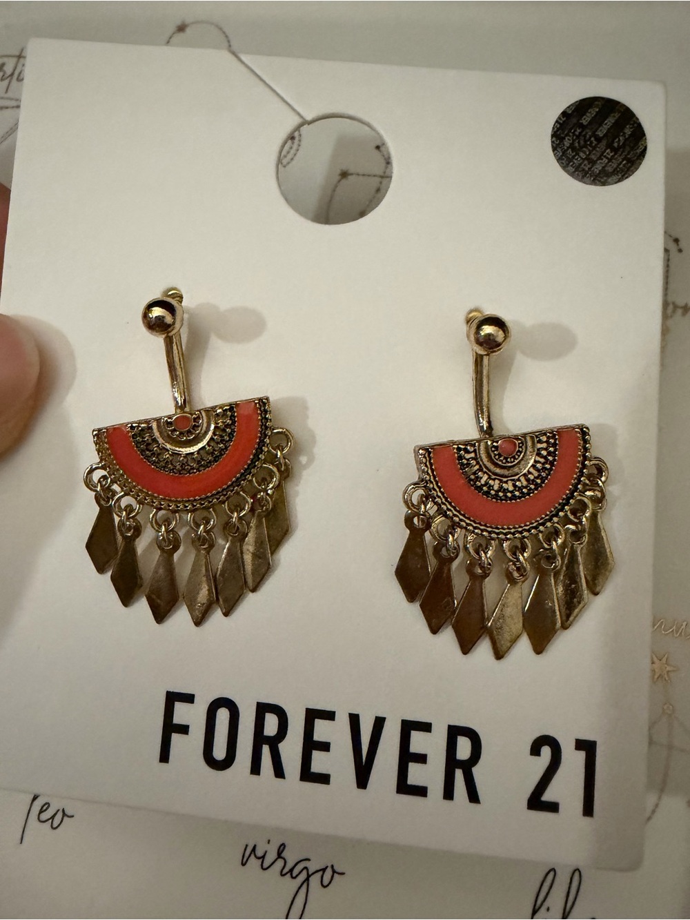 Forever 21 Gold-Tone Coral Fan Drop Statement Earrings with removable jackets